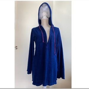 SPLENDID Blue Terry Hooded Swim Cover Up Tunic M